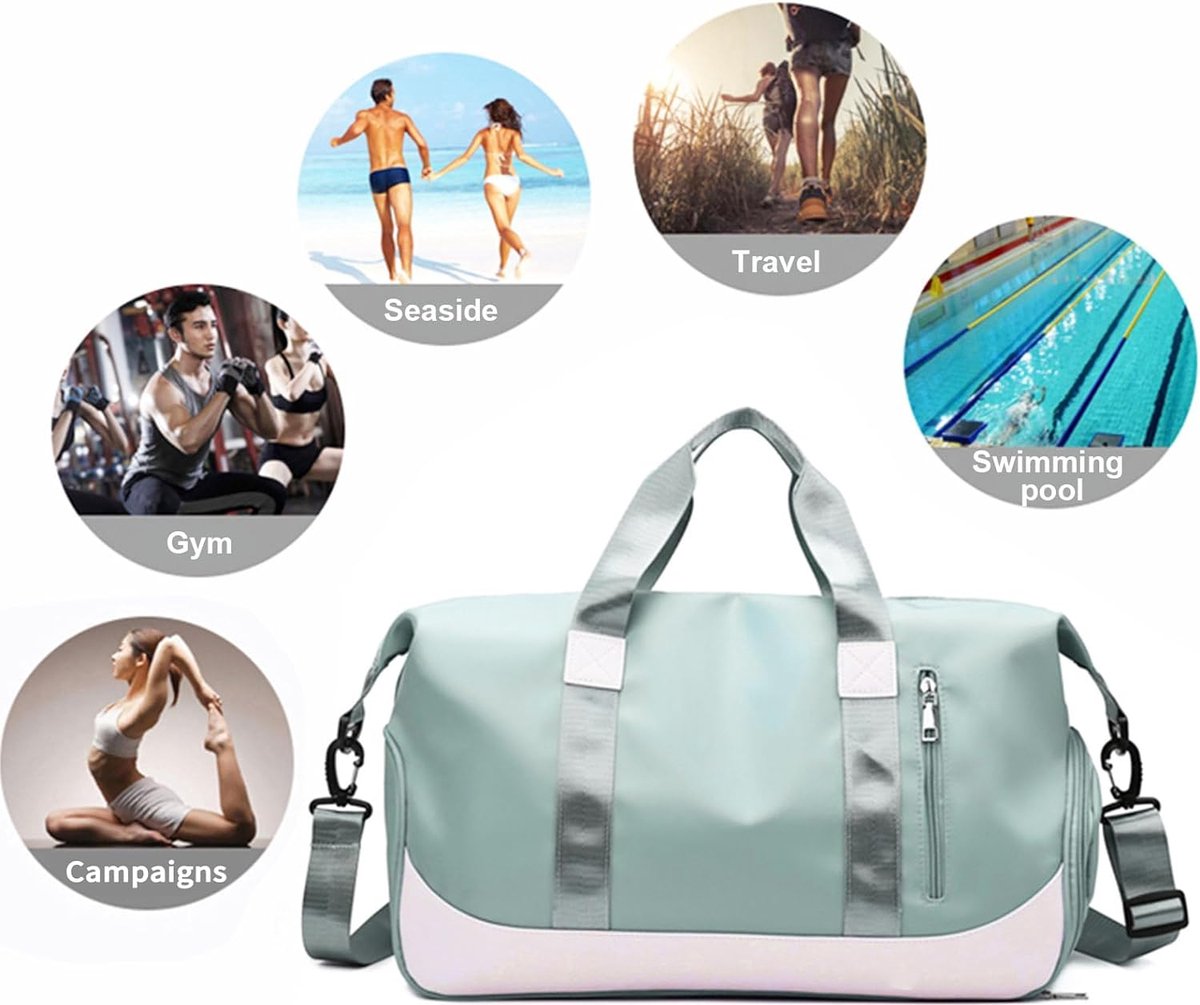 Sac de sport pour femme – Sac de voyage avec compartiment à chaussures et sac humide – Sac week-end étanche – Grand sac de fitness