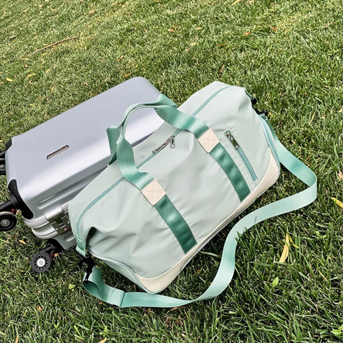 Sac de sport pour femme – Sac de voyage avec compartiment à chaussures et sac humide – Sac week-end étanche – Grand sac de fitness