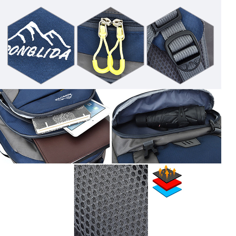 Imperméable en nylon en plein air voyage grande capacité 70L randonnée sac à dos sac de camping