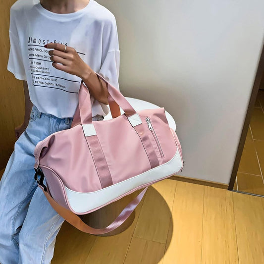 Sac de sport pour femme – Sac de voyage avec compartiment à chaussures et sac humide – Sac week-end étanche – Grand sac de fitness