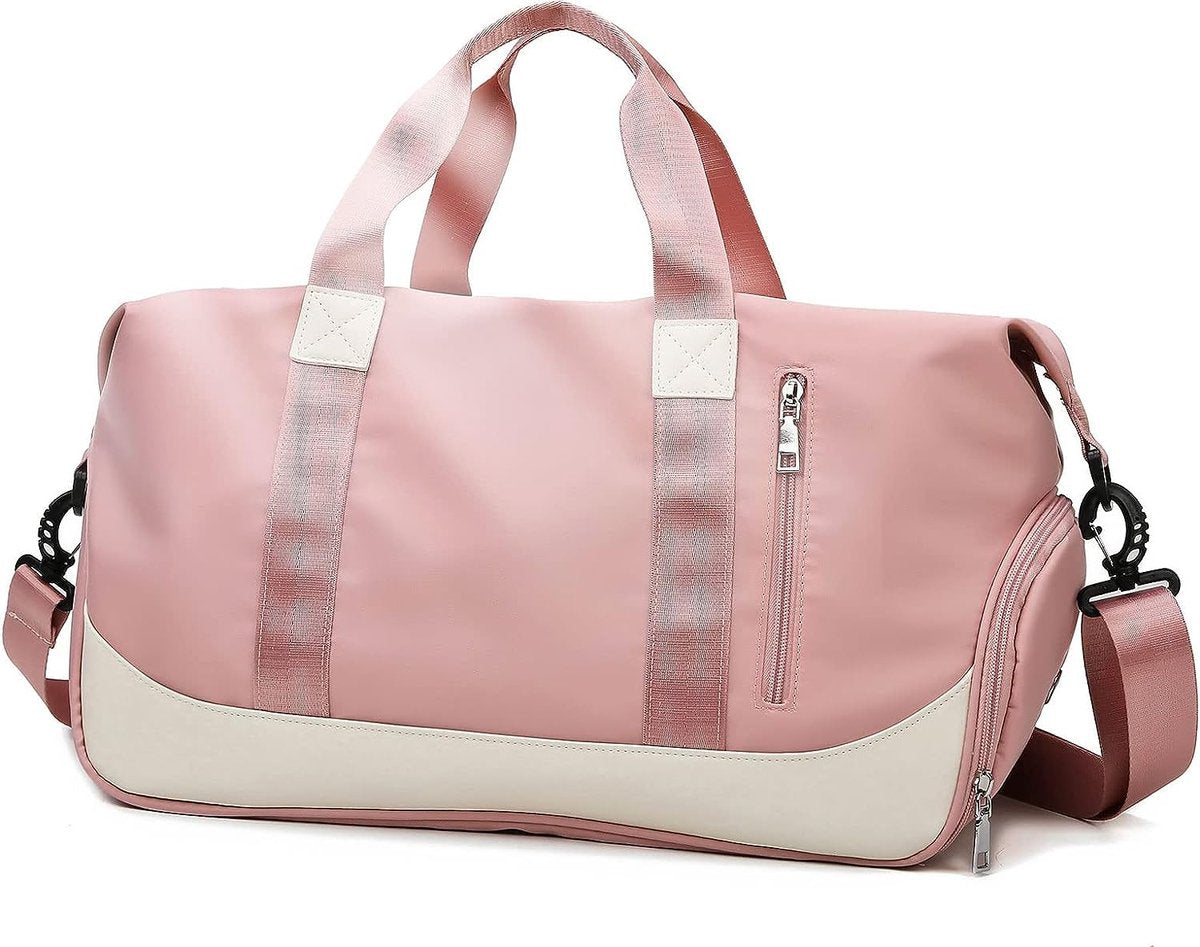 Sac de sport pour femme – Sac de voyage avec compartiment à chaussures et sac humide – Sac week-end étanche – Grand sac de fitness