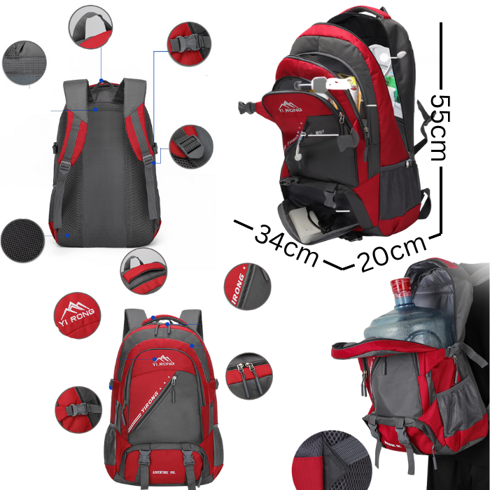 Sac à dos de trekking ultra léger et confortable avec plusieurs compartiments (55L)