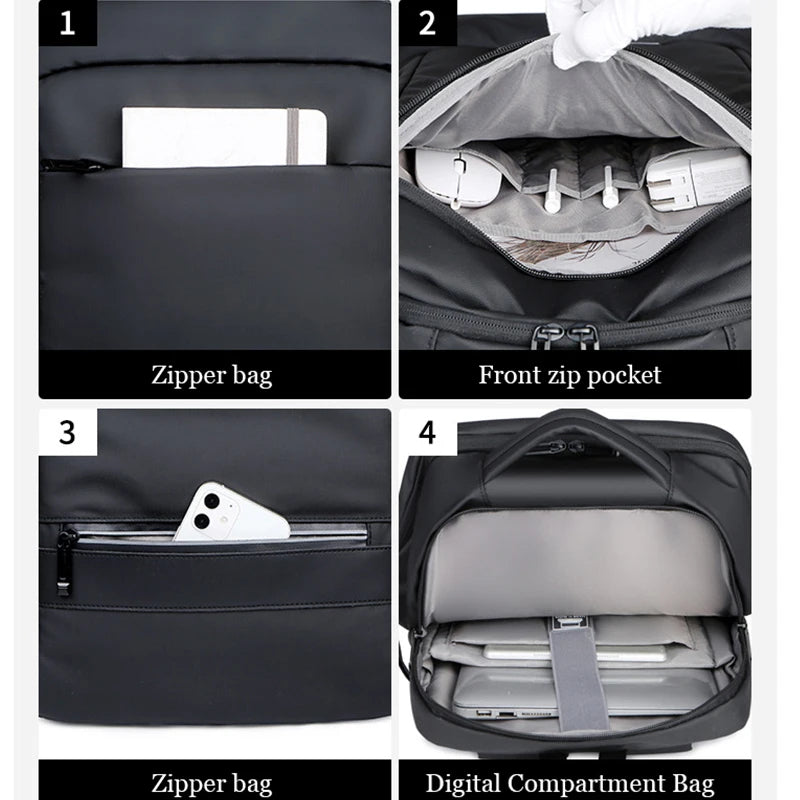 Sac à dos d'affaires réfléchissant en nylon de grande capacité de 17,3 pouces