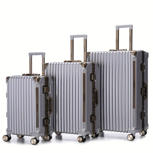 ensemble de 3 valises polycarbonate extensible, Avec Serrure À Mot De Passe À Cadre En Aluminium