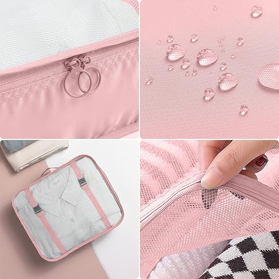 Set 8 Pièces - Ensemble Organisateur de Valise - Rangement pour sièges-auto de Bagages - Cube de Compression - Organisateur de Sac à Dos de Voyage