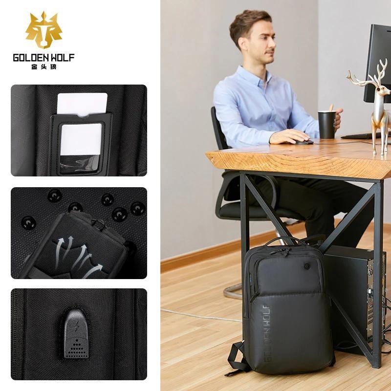 Sac à dos pour ordinateur portable Golden Wolf Résistant à l'eau avec Port USB et Prise Casque
