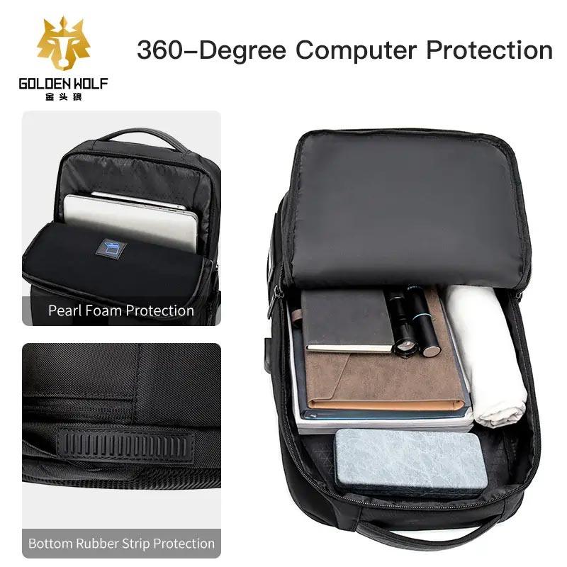 Sac à dos pour ordinateur portable Golden Wolf Résistant à l'eau avec Port USB et Prise Casque