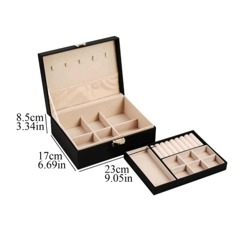 Boîte à bijoux en cuir avec serrure