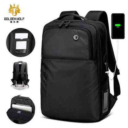 Sac à dos pour ordinateur portable Golden Wolf Résistant à l'eau avec Port USB et Prise Casque