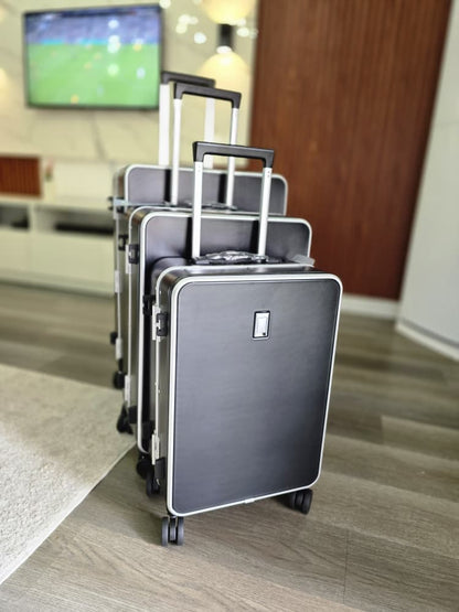 Set 3 Valises Polycarbonate (Cadre en aluminium avec porte-gobelet)