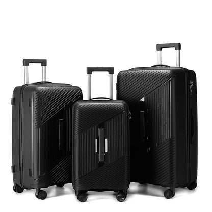 Ensemble de trolley 3 pièces avec serrure TSA - Double fermeture éclair - Valise en silicone PP