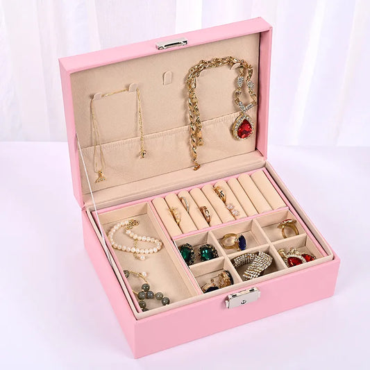 Boîte à bijoux en cuir avec serrure
