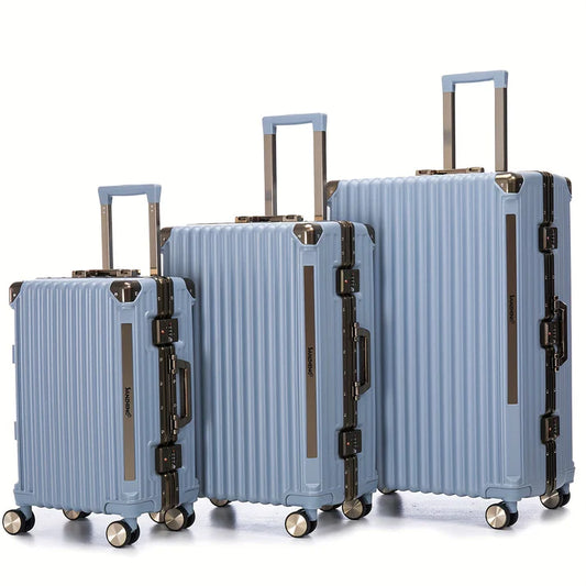 ensemble de 3 valises polycarbonate extensible, Avec Serrure À Mot De Passe À Cadre En Aluminium