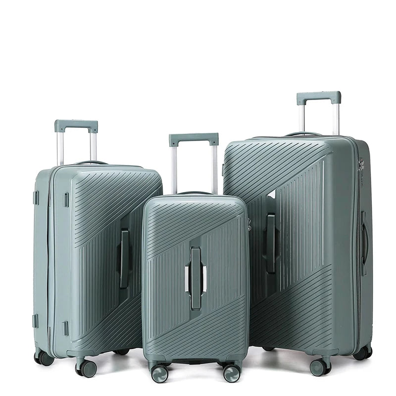 Ensemble de trolley 3 pièces avec serrure TSA - Double fermeture éclair - Valise en silicone PP