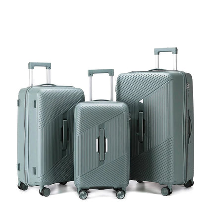 Ensemble de trolley 3 pièces avec serrure TSA - Double fermeture éclair - Valise en silicone PP