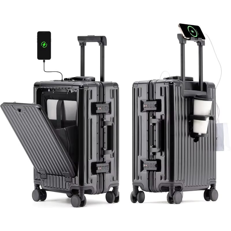 Valise Cabine Multifonction en (polycarbonate) 3-en-1 – Port Gobelet, Compartiment PC et Port USB