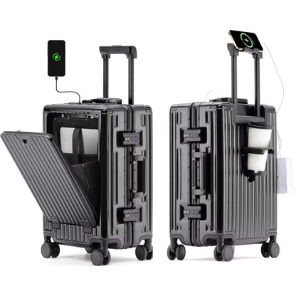 Valise Cabine Multifonction en (polycarbonate) 3-en-1 – Port Gobelet, Compartiment PC et Port USB