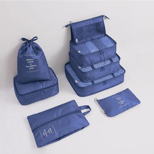 Set 8 Pièces - Ensemble Organisateur de Valise - Rangement pour sièges-auto de Bagages - Cube de Compression - Organisateur de Sac à Dos de Voyage