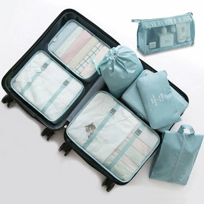 Set 8 Pièces - Ensemble Organisateur de Valise - Rangement pour sièges-auto de Bagages - Cube de Compression - Organisateur de Sac à Dos de Voyage