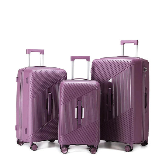 Ensemble de trolley 3 pièces avec serrure TSA - Double fermeture éclair - Valise en silicone PP