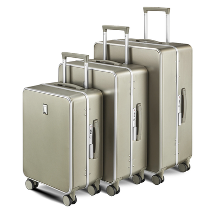 Set 3 Valises Polycarbonate (Cadre en aluminium avec porte-gobelet)